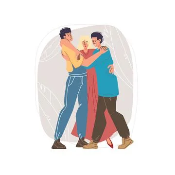 Flat cartoon characters friends vector illustration concept Illustrazione stock