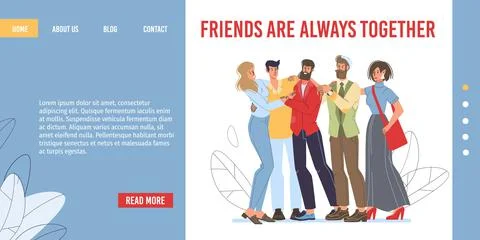 Flat cartoon characters friends vector illustration concept Stock Illustration