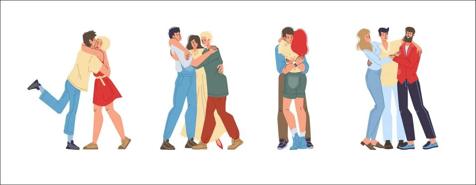 Flat cartoon characters set vector illustration concept Stock Illustration