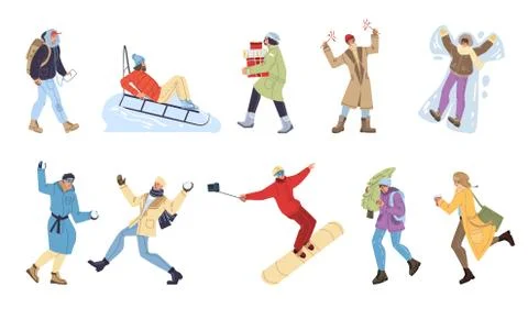 Flat cartoon characters set vector illustration concept Stock Illustration