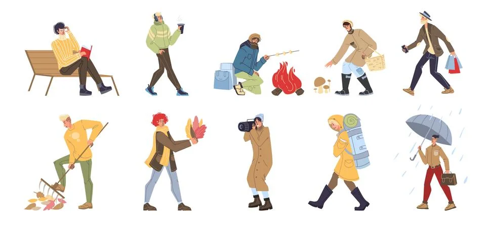 Flat cartoon characters set vector illustration concept 스톡 일러스트