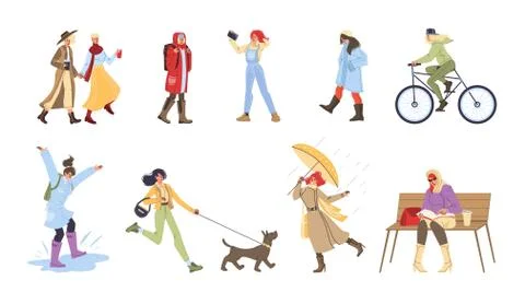 Flat cartoon characters set vector illustration concept Illustrazione stock