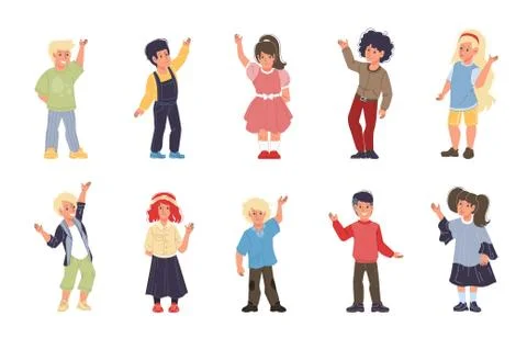 Flat cartoon characters set vector illustration concept Stock Illustration