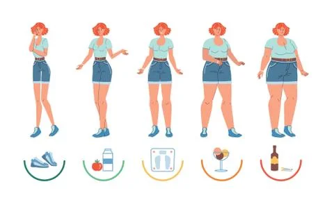 Flat cartoon characters set vector illustration concept Stock Illustration