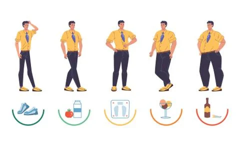 Flat cartoon characters set vector illustration concept Stock Illustration