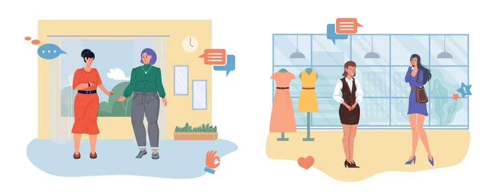 Flat cartoon characters set vector illustration concept Illustrazione stock