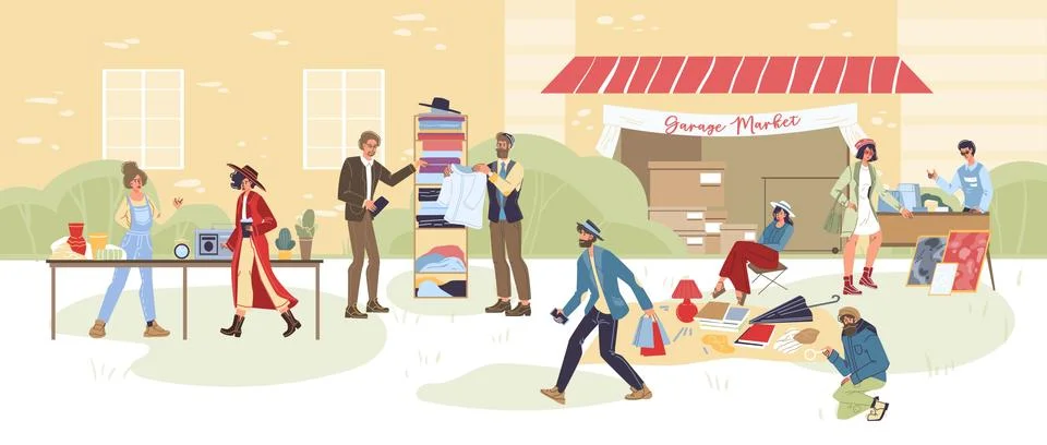 Flat cartoon characters set vector illustration concept Stock Illustration