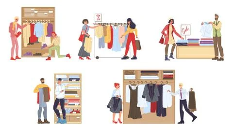 Flat cartoon characters set vector illustration concept Illustrazione stock