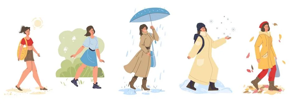 Flat cartoon characters set vector illustration concept Stock Illustration