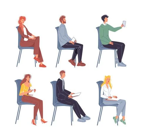 Flat cartoon characters set vector illustration concept Illustrazione stock