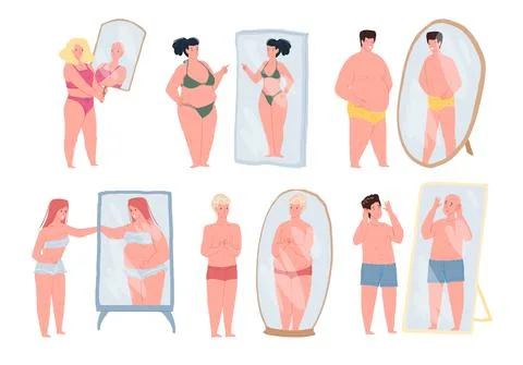 Flat cartoon characters,psychological problems vector illustration concept Illustrazione stock