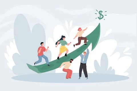 Flat cartoon characters,teamwork metaphor vector illustration concept Stock Illustration
