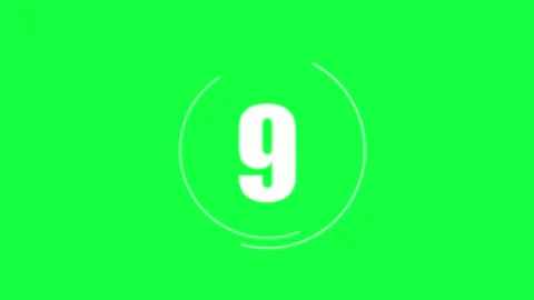 Flat cartoon countdown from 10 to 0 on green screen for chroma edits Stock Footage 313889501