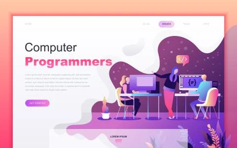 Flat cartoon design concept of Programmers Stock-Illustration