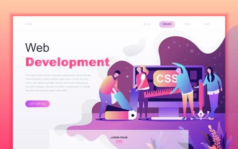 Flat cartoon design concept of Web Development イラスト素材