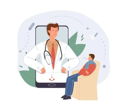 Flat cartoon doctor character vector illustration concept Stock-Illustration