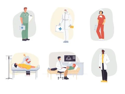 Flat cartoon doctor character vector illustration concept Stock Illustration