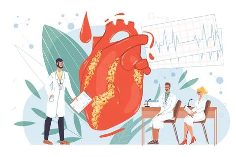 Flat cartoon doctor characters at work vector illustration concept Stock Illustration
