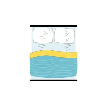 Flat cartoon double bed,room interior elements for home life comfort vector Stock Illustration
