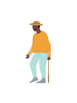 Flat cartoon elderly man character on empty background,trendy collection vector Illustrazione stock