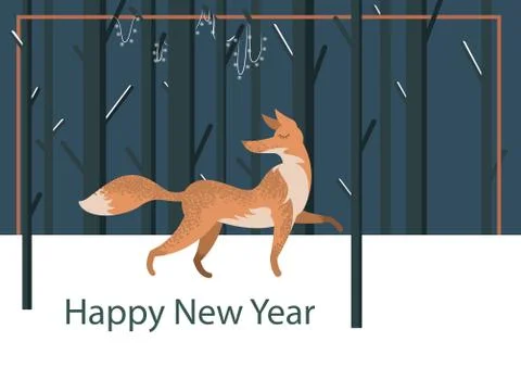 Flat cartoon fox illustration Stock Illustration