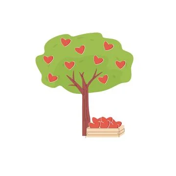 Flat cartoon full grown tree with social media symbols,vector illustration Stock Illustration
