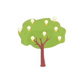 Flat cartoon full grown tree with social media symbols,vector illustration Illustrazione stock