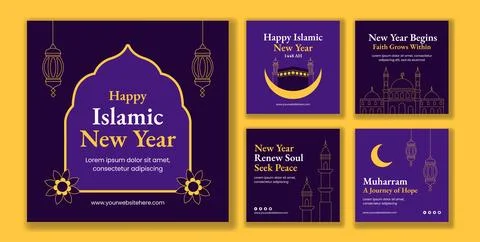 Flat Cartoon Hand Drawn Background Illustration Social Media Post Islamic N.. Stock Illustration