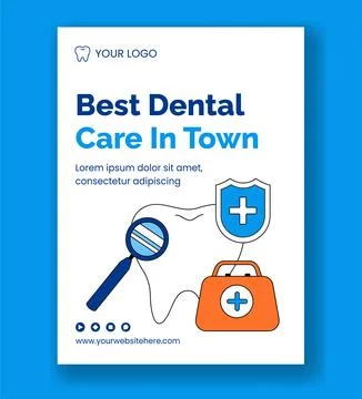 Flat Cartoon Hand Drawn Dentist Healthcare Social Media Vertical Poster Bac.. Stock Illustration
