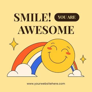 Flat Cartoon Hand Drawn Illustration World Smile Day Healthcare Social Media Stock Illustration