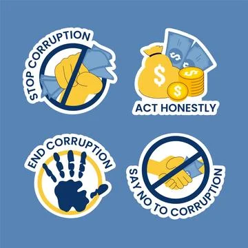 Flat Cartoon Hand Drawn Label Template for International Anti-Corruption Da.. Stock Illustration