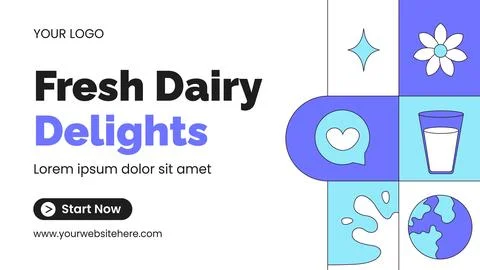 Flat Cartoon Hand Drawn Thumbnail Background Social Milk Day Template Stock Illustration