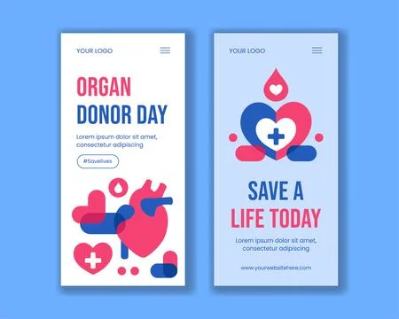 Flat Cartoon Hand Drawn Vertical Banner for World Organ Donor Day Social Medi Stock Illustration