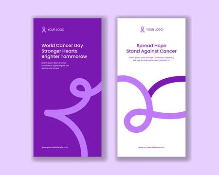 Flat Cartoon Hand Drawn World Cancer Day Vertical Banner Background Illustr.. Stock Illustration