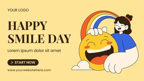 Flat Cartoon Hand Drawn World Smile Day Healthcare Social Media Thumbnail Ilustración de archivo