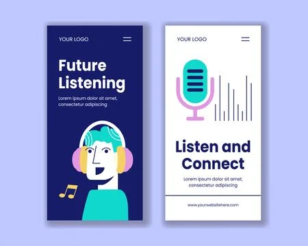Flat Cartoon Hand Drawn World Listening Day Social Media Vertical Banner Ba.. Stock Illustration