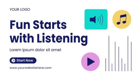 Flat Cartoon Hand Drawn World Listening Day Social Media Video Thumbnail Ba.. Stock Illustration