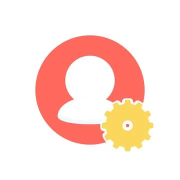 Flat cartoon icon set of account admin settings Stock Illustration