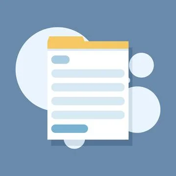 Flat cartoon icon of a text document, representing petition forms, claims. 스톡 일러스트