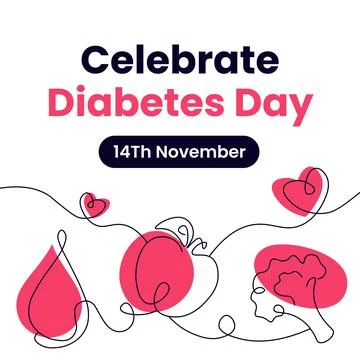 Flat Cartoon Illustration for World Diabetes Day Social Media Background Stock Illustration