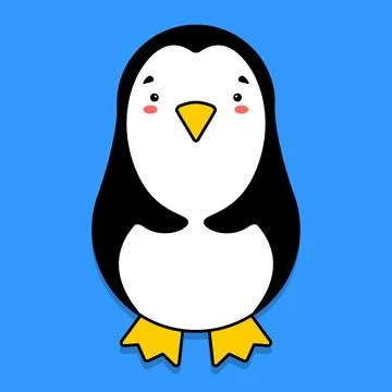 Flat cartoon image of a penguin. Vector illustration. Stock Illustration
