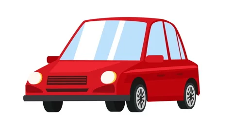 Flat cartoon isolated red car animation side view 스톡 동영상 107264484