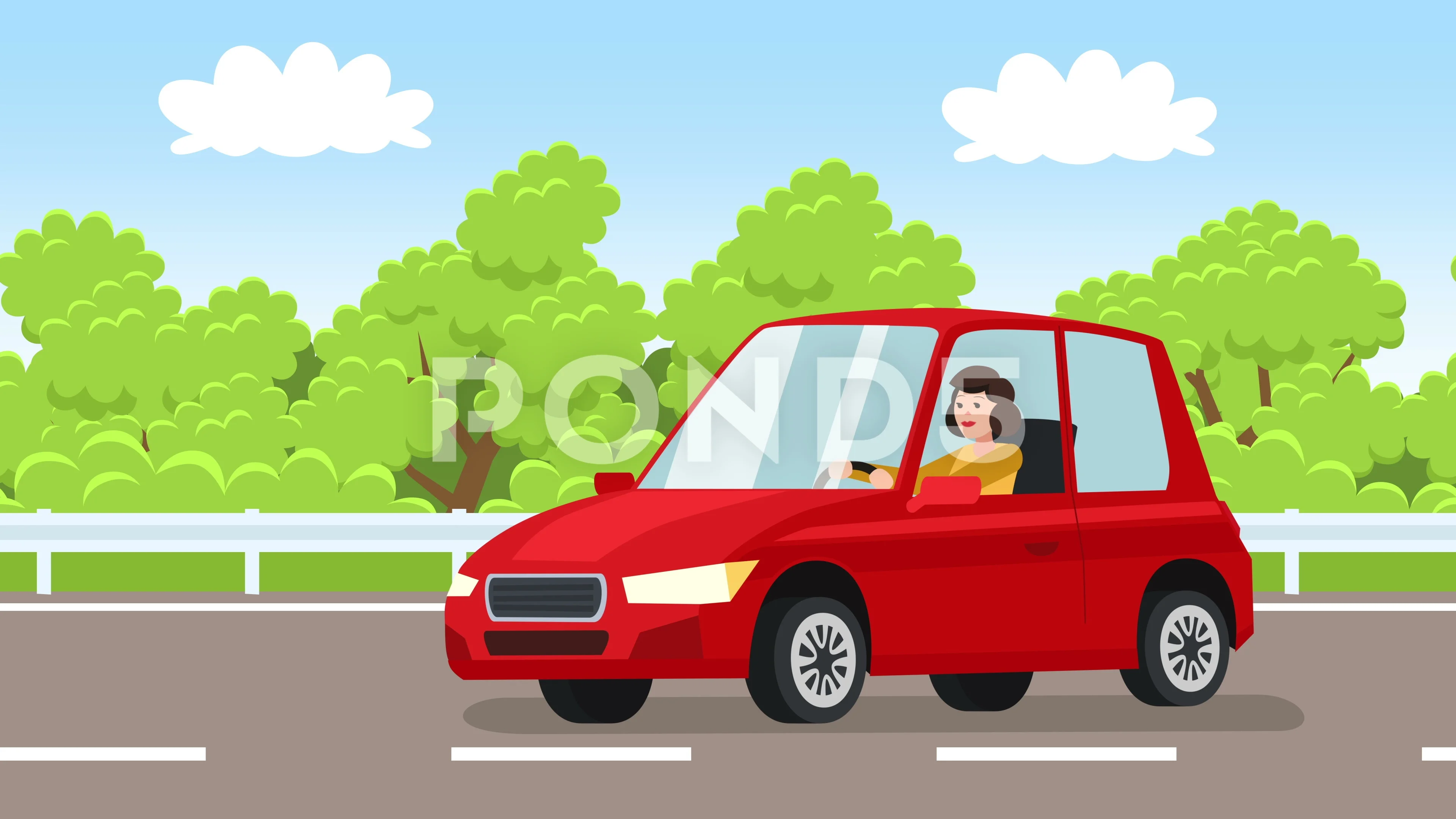 Flat cartoon isolated red vehicle car an... | Stock Video | Pond5