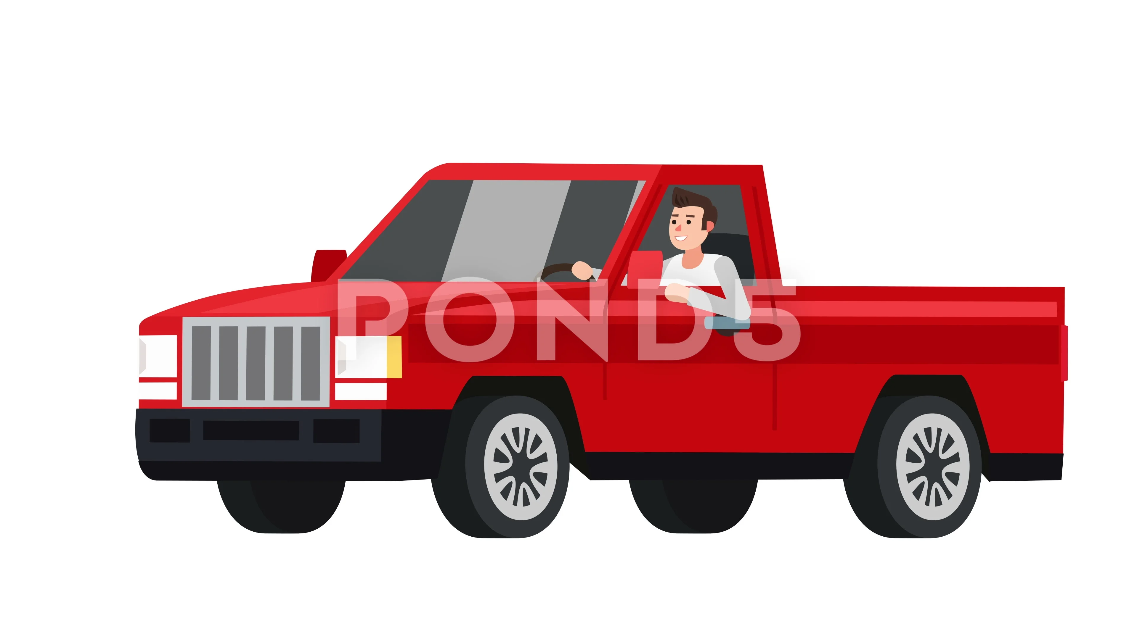 Flat cartoon isolated red vehicle pickup... | Stock Video | Pond5