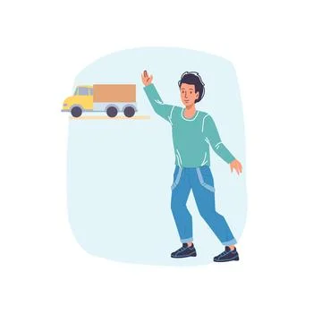 Flat cartoon kid character playing vector illustration concept Stock Illustration