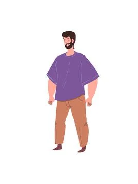 Flat cartoon man character on empty background,family life social vector Stock Illustration