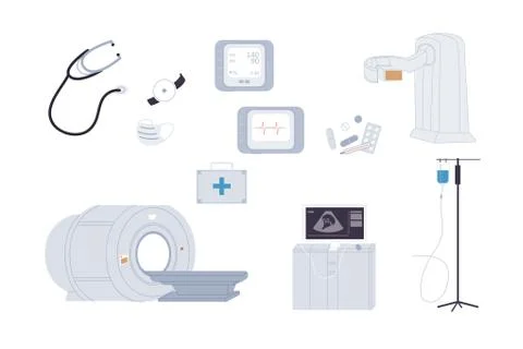 Flat cartoon medical devices vector illustration concept Stock-Illustration