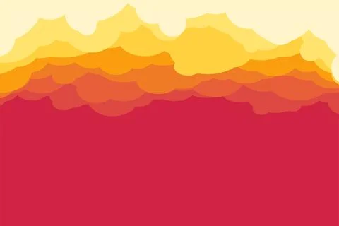 A flat cartoon orange clouds on red Stock Illustration