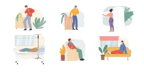 Flat cartoon patient characters vector illustration concept Stock-Illustration