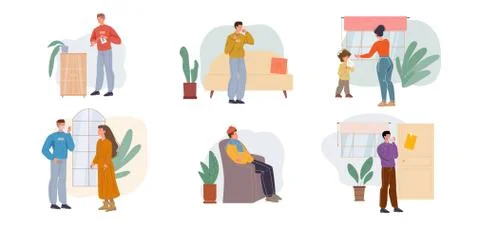 Flat cartoon patient characters vector illustration concept Stock Illustration